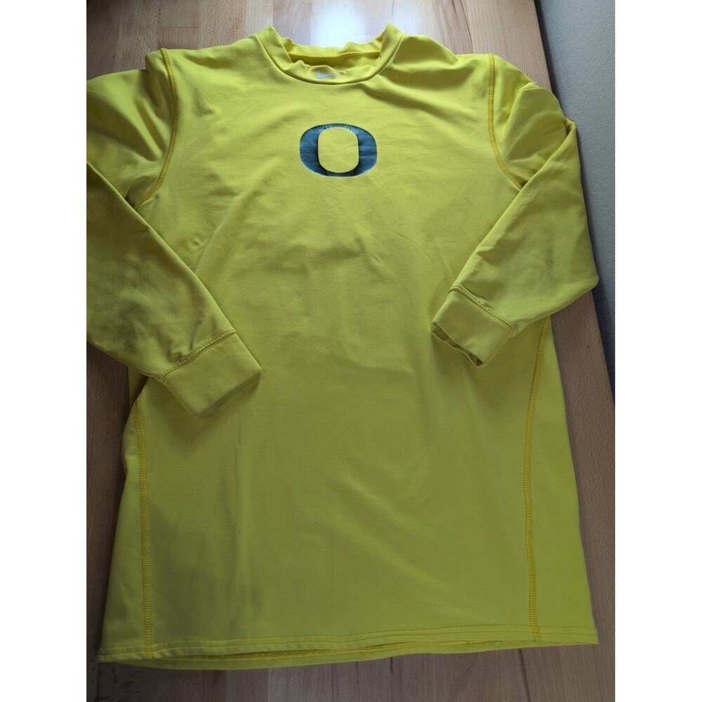 Nike Oregon Ducks 2XL Yellow Long Sleeve Performance Compression Shirt Y2K